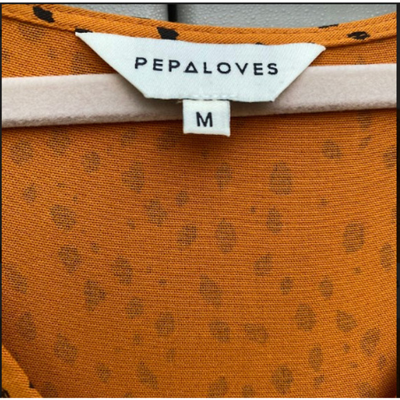 Pepaloves by Anthropologie Women Mustard Cheetah Baby Doll High Waist Dress M - Picture 9 of 11